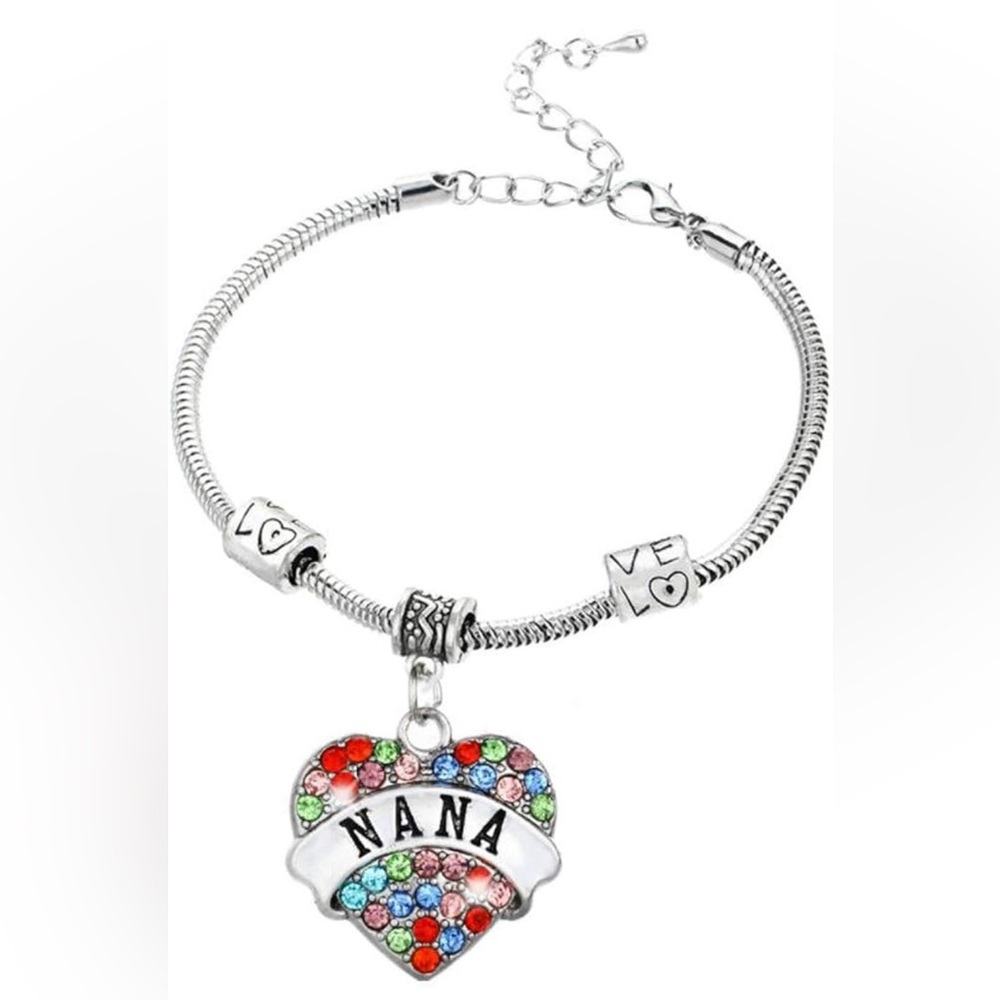 Silver Heart NANA Charm Bracelet NWT